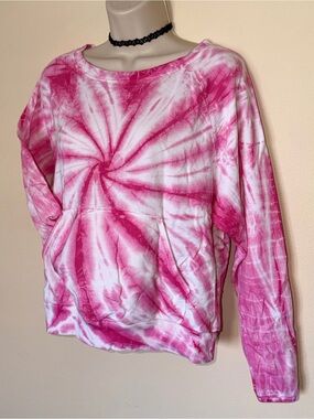 Vintage 90s Hardtail small Pink & White Tie-Dye Pullover Sweatshirt